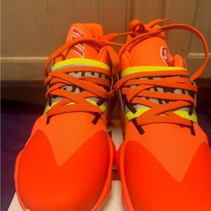 Adidas Harden 4 Orange and Yellow Athletic Shoes with Vibrant Design